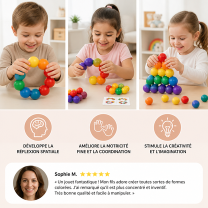 Set de construction 3D avec boules colorées – jouet éducatif créatif pour enfants développant la motricité fine