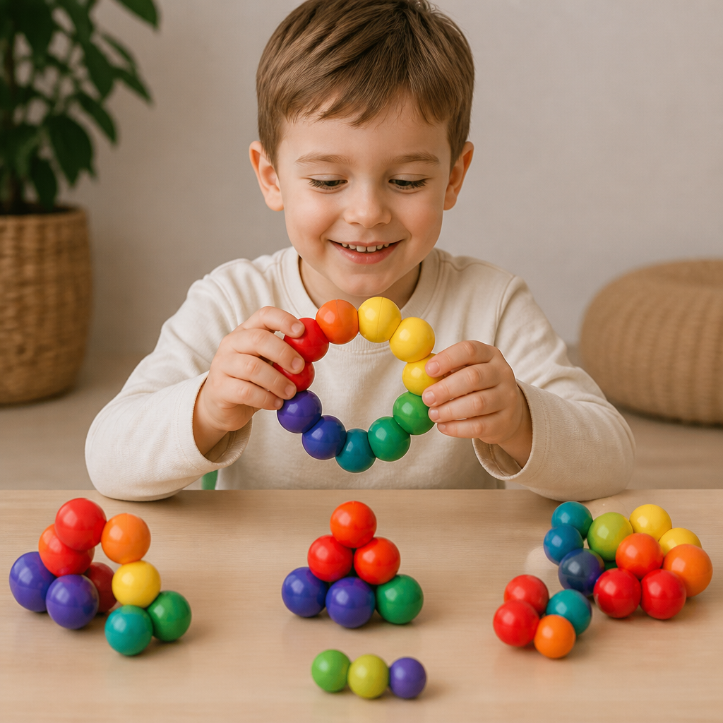 Set de construction 3D avec boules colorées – jouet éducatif créatif pour enfants développant la motricité fine