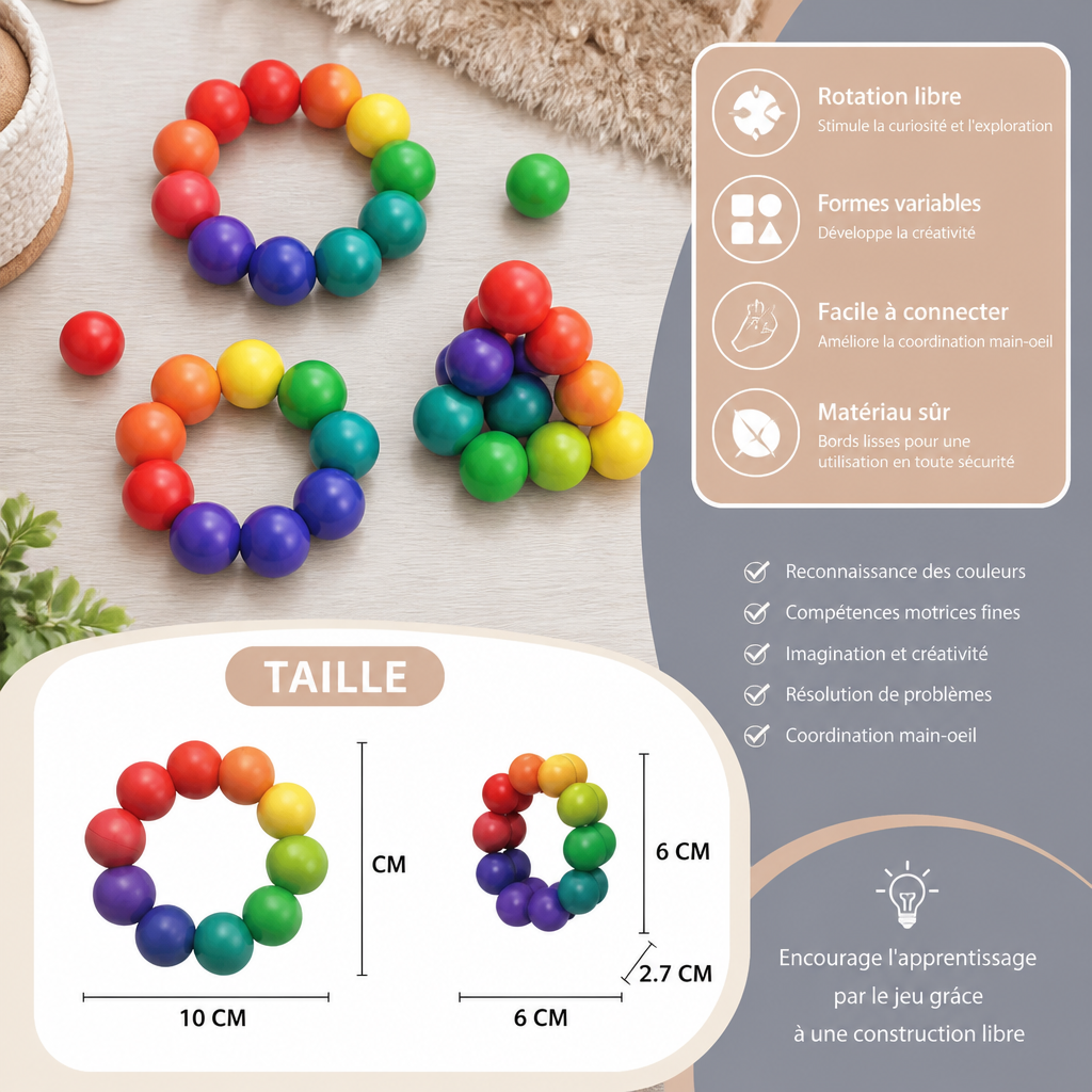 Set de construction 3D avec boules colorées – jouet éducatif créatif pour enfants développant la motricité fine