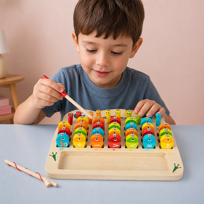 Jeu de pêche magnétique en bois – jouet éducatif pour enfants pour apprendre l’alphabet et les mathématiques et développer la motricité fine
