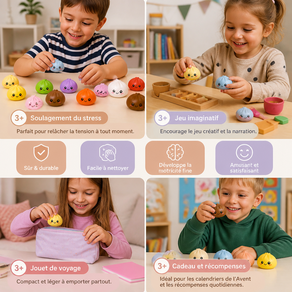 Calendrier de l’Avent de petits raviolis à presser avec surprises mystères à manipuler