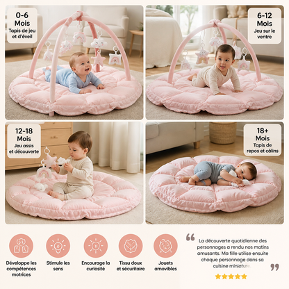 Palestrina pour bébé 5-en-1 en peluche, tapis d’éveil et lit avec jouets suspendus