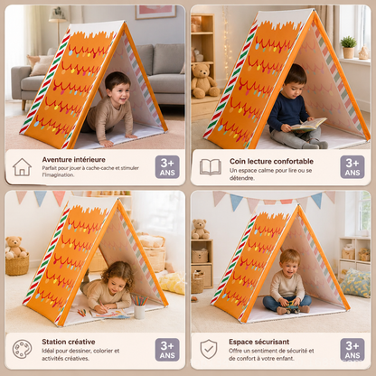 Tente de jeu de Noël en forme de maison en pain d’épices pour enfants