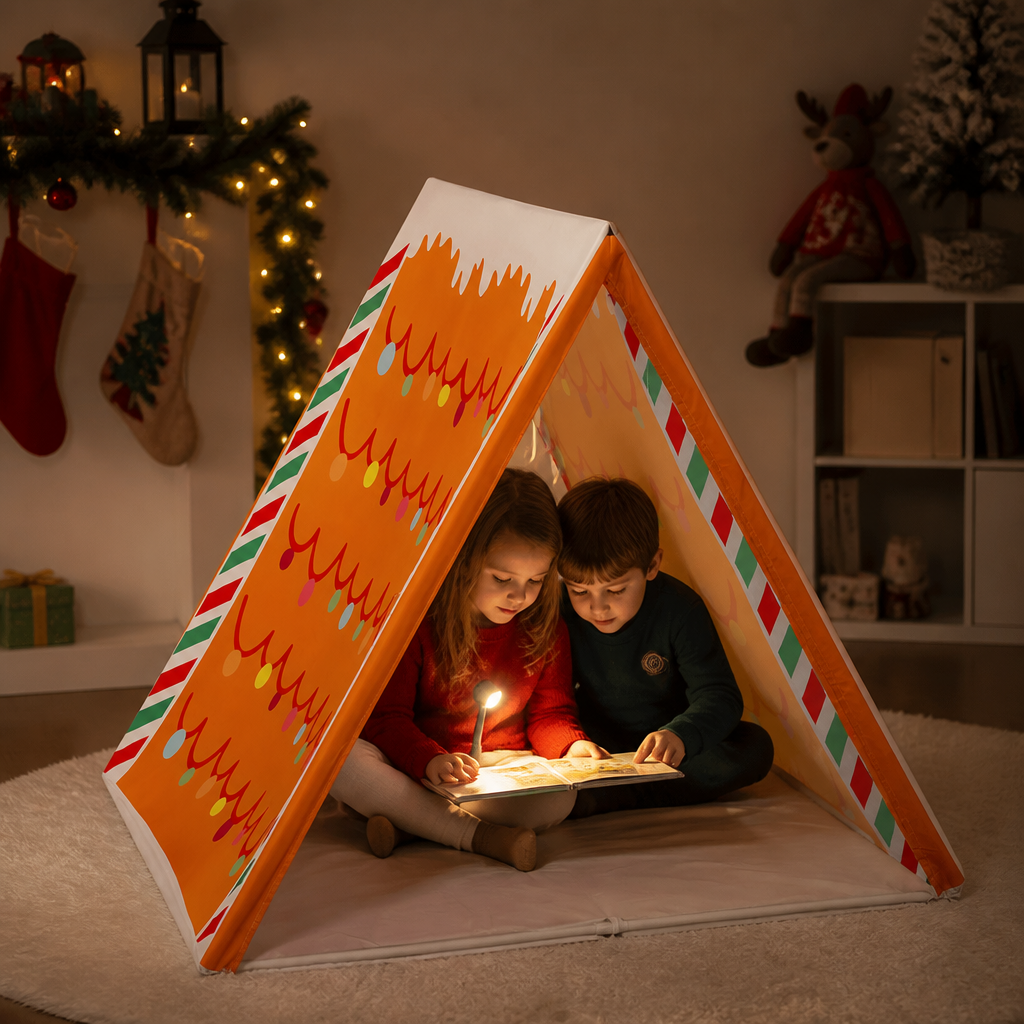 Tente de jeu de Noël en forme de maison en pain d’épices pour enfants