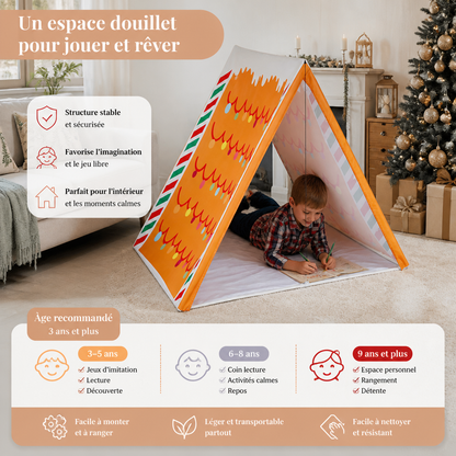 Tente de jeu de Noël en forme de maison en pain d’épices pour enfants