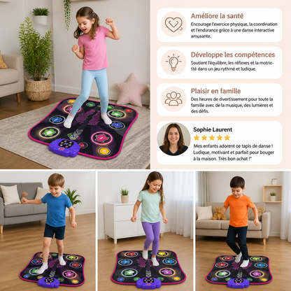 Tapis de danse Bluetooth lumineux pour enfants avec 5 modes de jeu