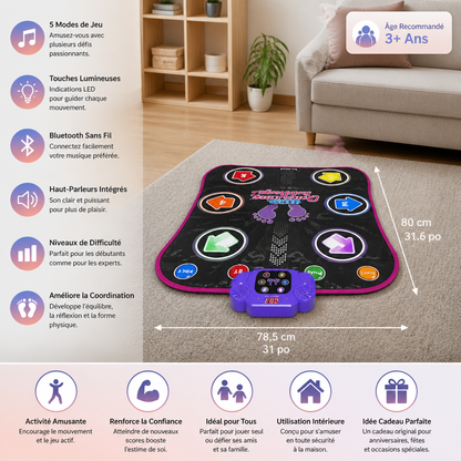 Tapis de danse Bluetooth lumineux pour enfants avec 5 modes de jeu