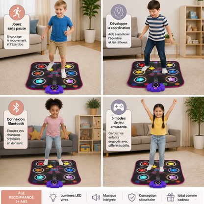 Tapis de danse Bluetooth lumineux pour enfants avec 5 modes de jeu