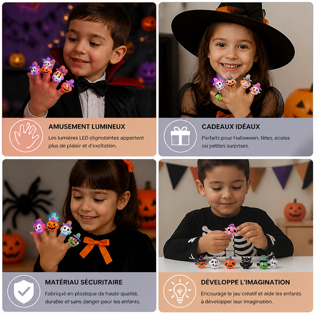 50 Anneaux LED Clignotants d’Halloween pour Cadeaux de Fête pour Enfants et Sachets de Friandises