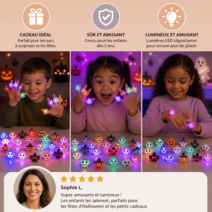 50 Anneaux LED Clignotants d’Halloween pour Cadeaux de Fête pour Enfants et Sachets de Friandises