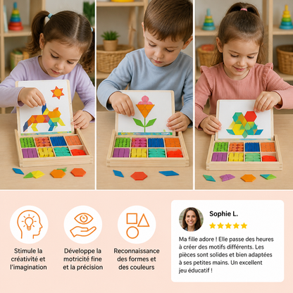 Puzzle géométrique magnétique en bois pour enfants