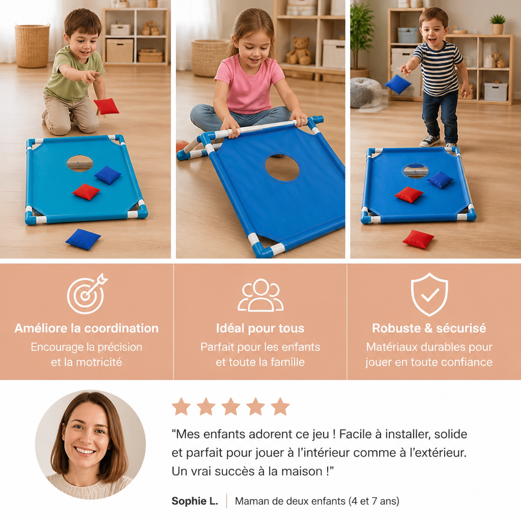 Jeu de lancer de sacs bicolore pour enfants – intérieur et extérieur
