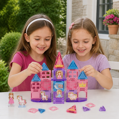 Set de Jeu de Voyage Château de Princesse avec Boîte de Rangement Compacte en Métal