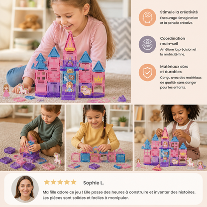 Set de Jeu de Voyage Château de Princesse avec Boîte de Rangement Compacte en Métal