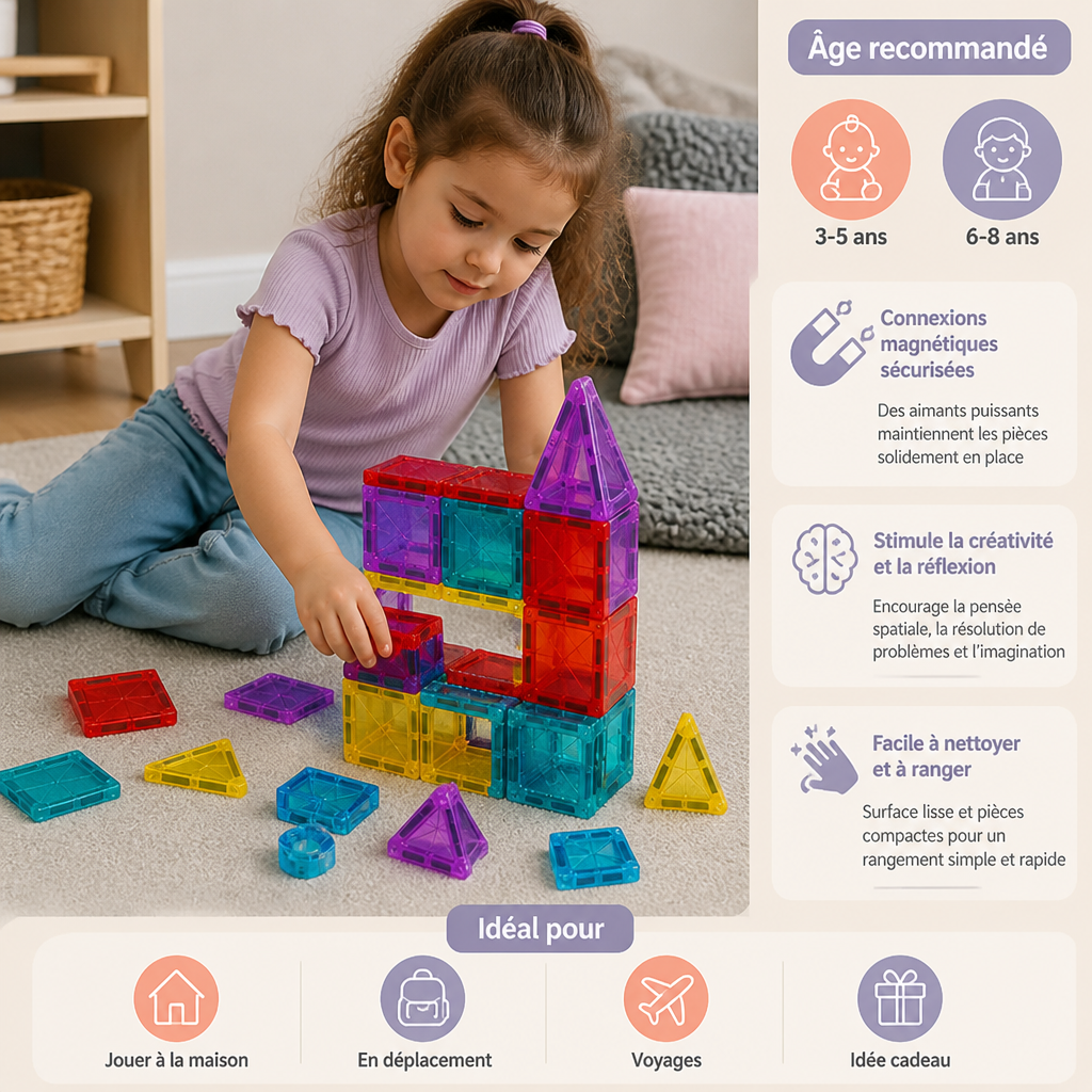 Kit de voyage sécurisé de mini plaques magnétiques avec boîte de rangement compacte