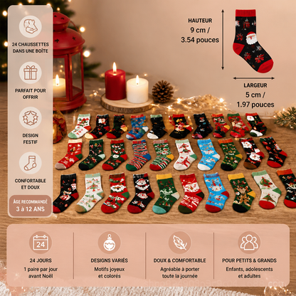 Calendrier de l’Avent de 24 jours avec chaussettes de Noël