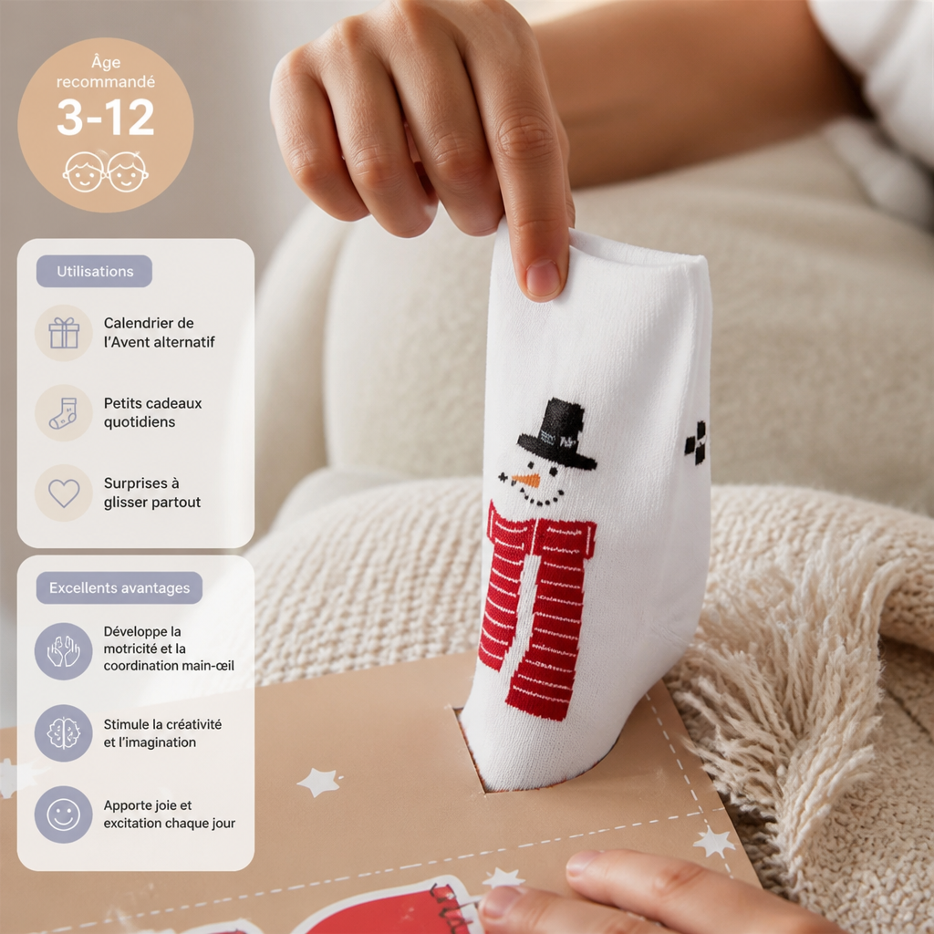 Calendrier de l’Avent de 24 jours avec chaussettes de Noël