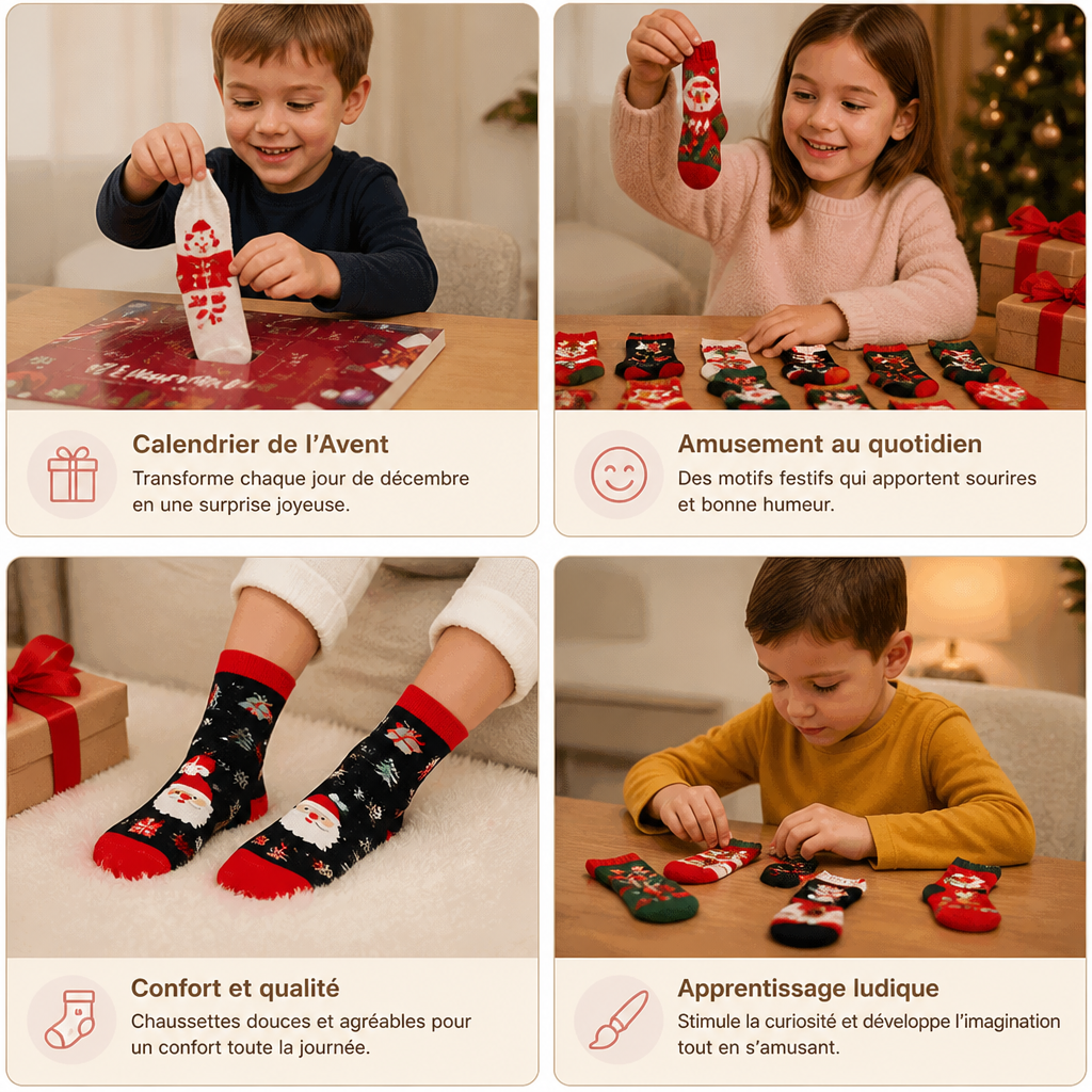 Calendrier de l’Avent de 24 jours avec chaussettes de Noël