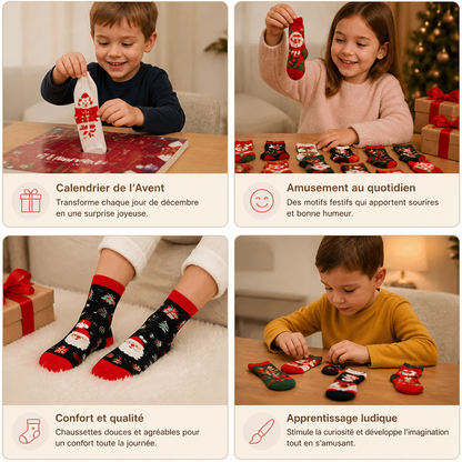Calendrier de l’Avent de 24 jours avec chaussettes de Noël