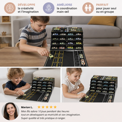 Lot de 48 mini-voitures en métal moulé sous pression à rétrofriction avec boîte de rangement