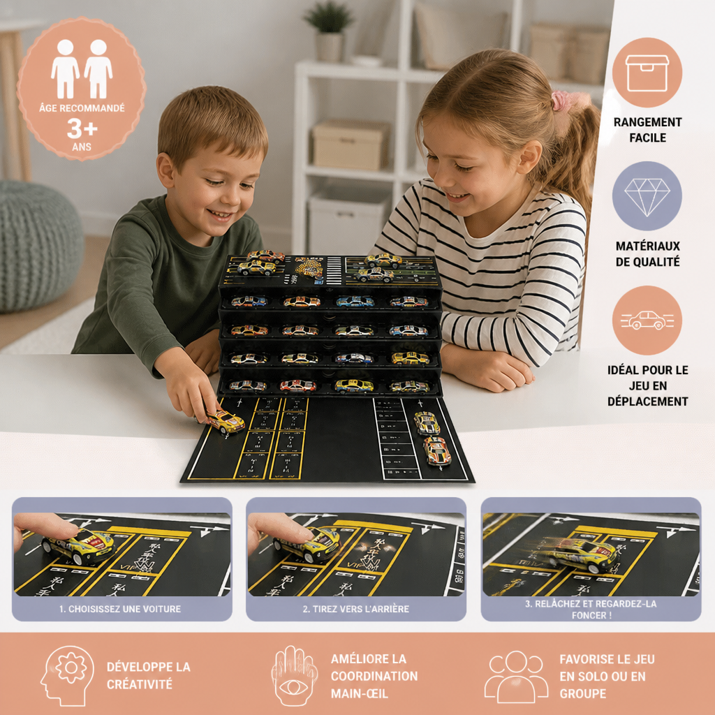 Lot de 48 mini-voitures en métal moulé sous pression à rétrofriction avec boîte de rangement