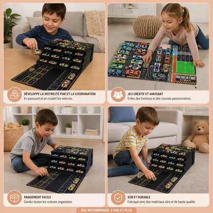 Lot de 48 mini-voitures en métal moulé sous pression à rétrofriction avec boîte de rangement