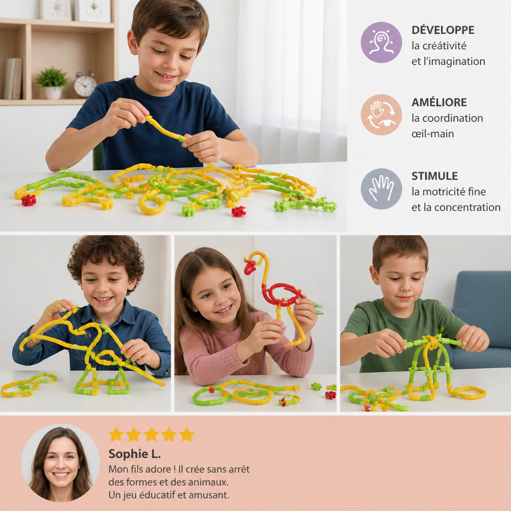 DIY Twisty Sticks – Kit créatif de construction 3D et jeu de construction STEM