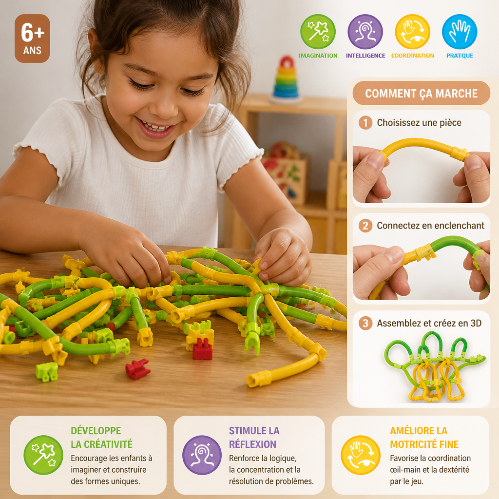 DIY Twisty Sticks – Kit créatif de construction 3D et jeu de construction STEM