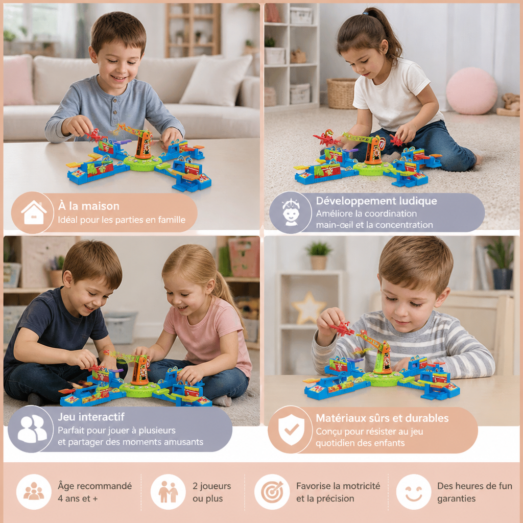 Jeu de société familial interactif avec avion volant pour plusieurs joueurs