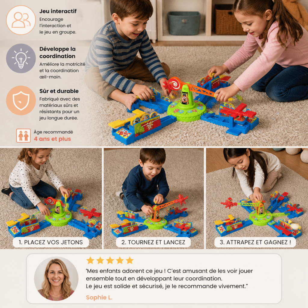 Jeu de société familial interactif avec avion volant pour plusieurs joueurs