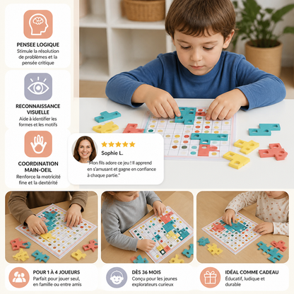 Puzzle Montessori en bois pour associer les formes – Jeu éducatif pour développer la reconnaissance des couleurs et la pensée logique