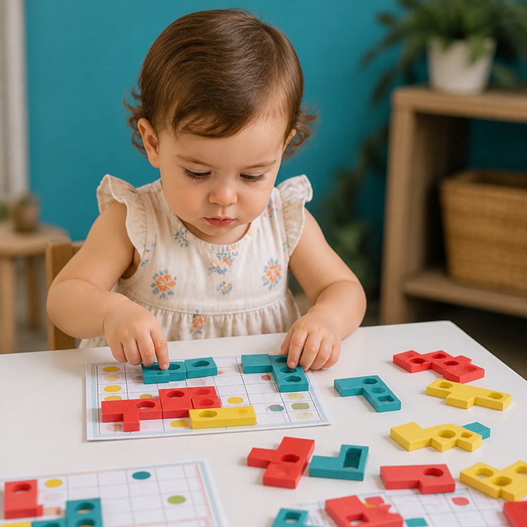 Puzzle Montessori en bois pour associer les formes – Jeu éducatif pour développer la reconnaissance des couleurs et la pensée logique