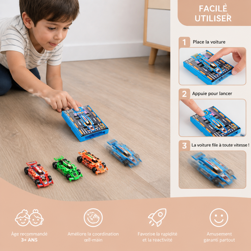 Jouet lanceur de voiture de course de poche