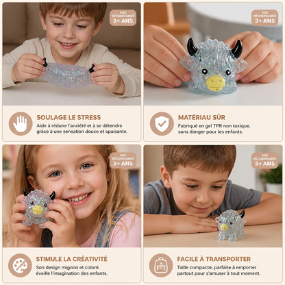 Mini Squishy Vache Highland – Jouet Antistress