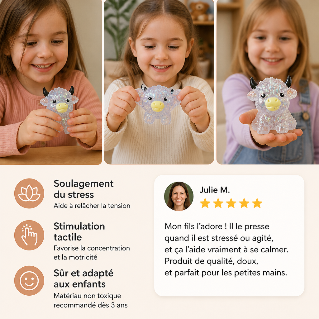 Mini Squishy Vache Highland – Jouet Antistress