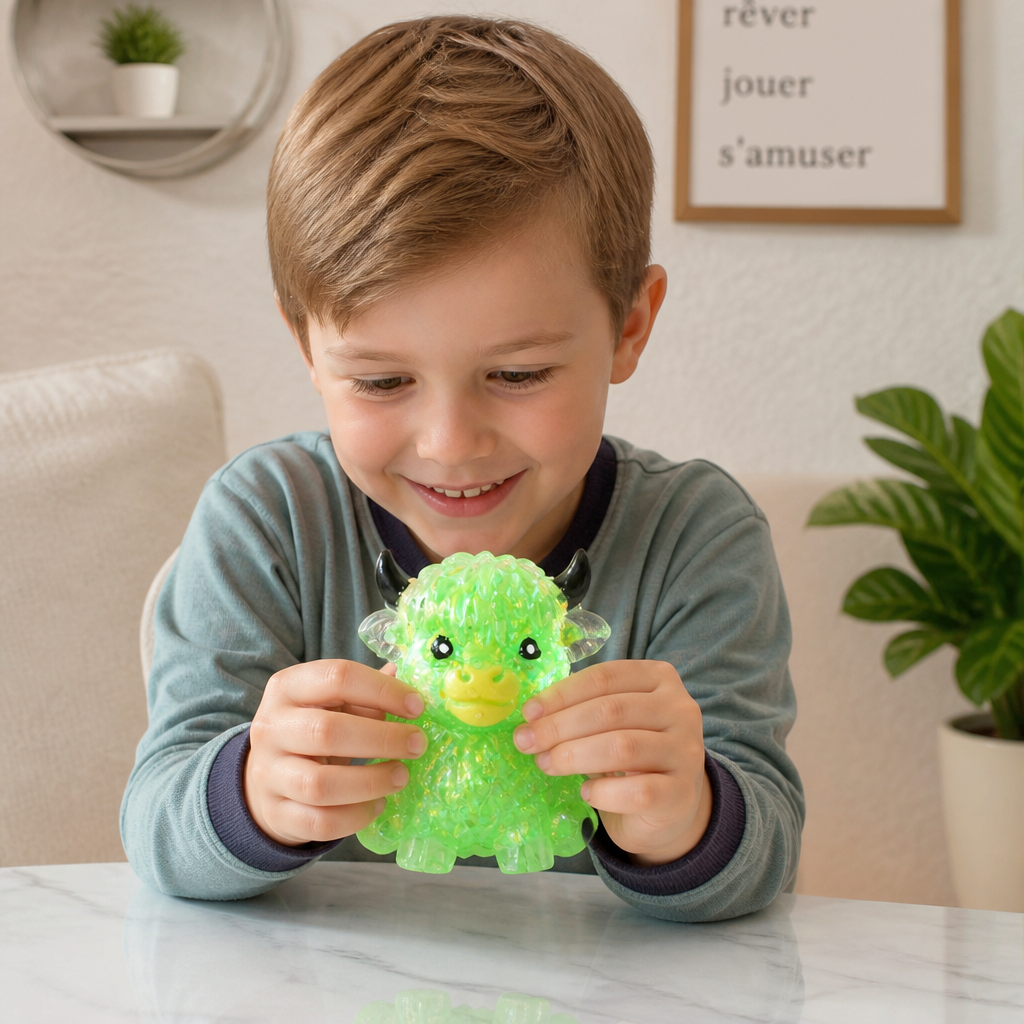 Mini Squishy Vache Highland – Jouet Antistress