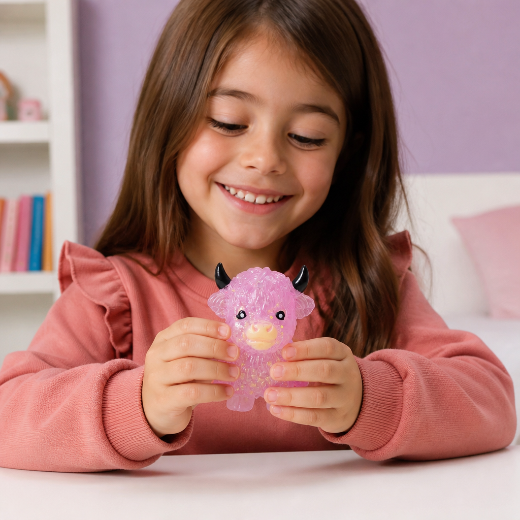 Mini Squishy Vache Highland – Jouet Antistress