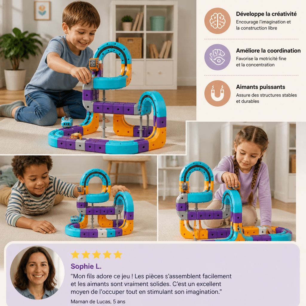 Kit de construction DIY de circuit à cubes gravitationnels avec train électrique