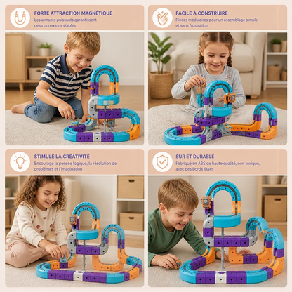 Kit de construction DIY de circuit à cubes gravitationnels avec train électrique