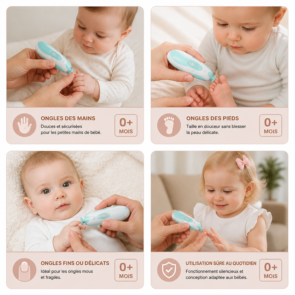 Lime à ongles électrique pour bébé – Kit de soin des ongles 6 en 1