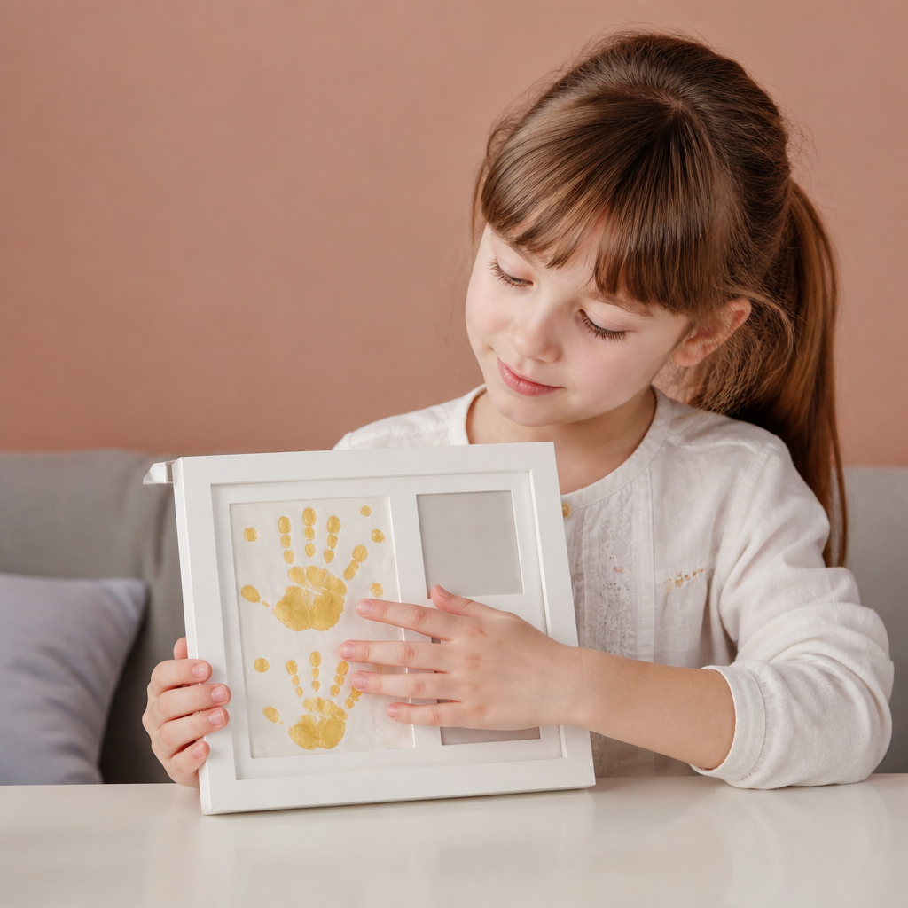Kit DIY pour enfants avec cadre souvenir pour empreinte de main – empreinte et présentation de photos
