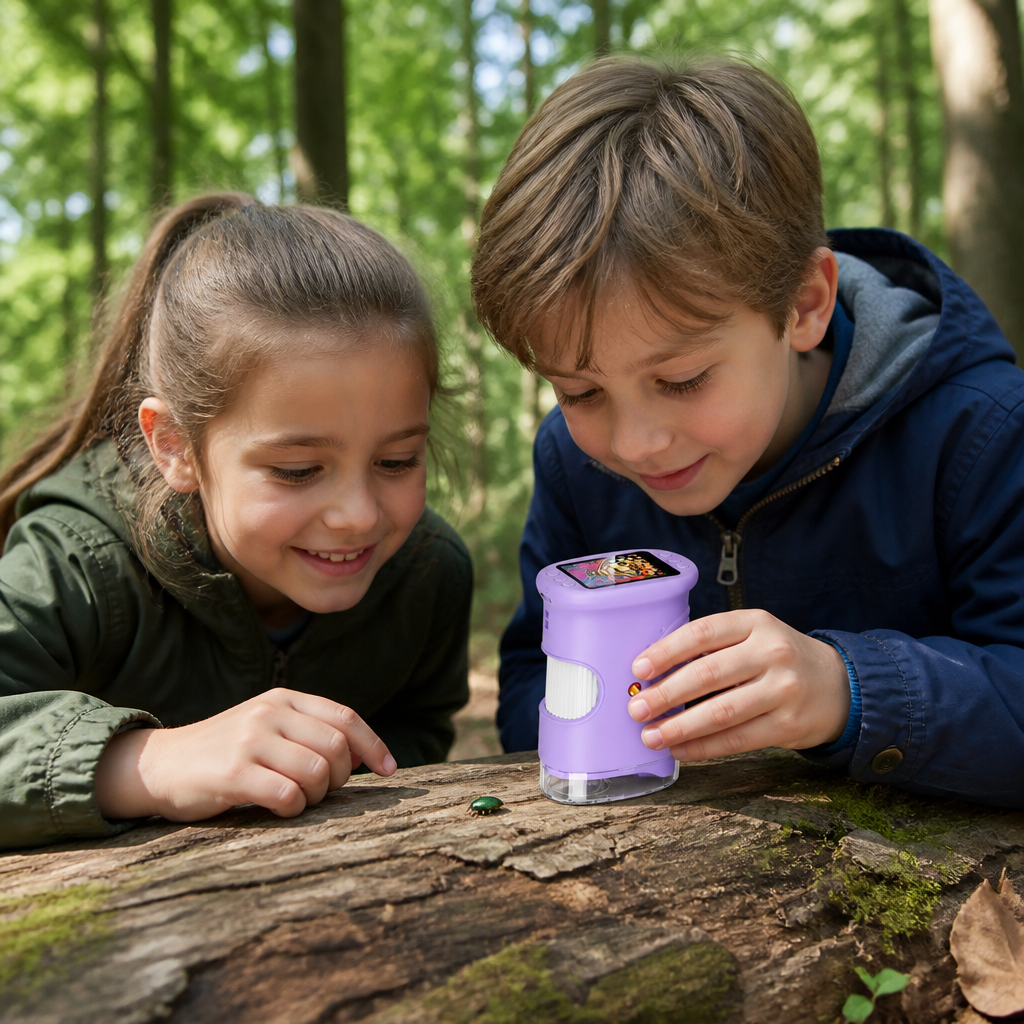 Microscope et Télescope Numérique 2-en-1 pour Enfants avec Appareil Photo et Caméra Vidéo