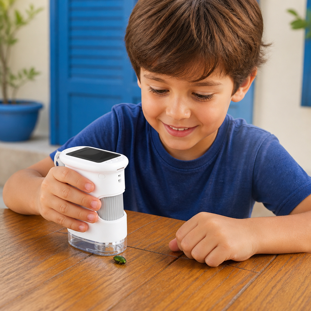Microscope et Télescope Numérique 2-en-1 pour Enfants avec Appareil Photo et Caméra Vidéo