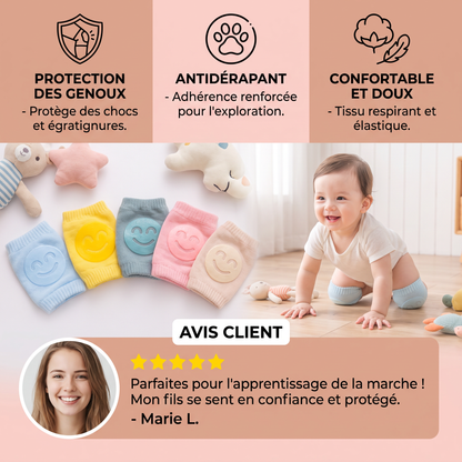 Genouillères pour bébé – Protection antidérapante avec motif visage souriant