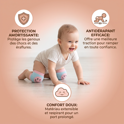 Genouillères pour bébé – Protection antidérapante avec motif visage souriant