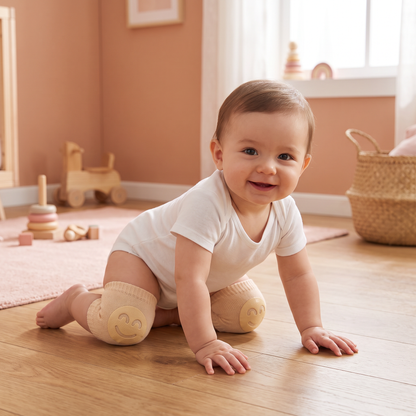 Genouillères pour bébé – Protection antidérapante avec motif visage souriant