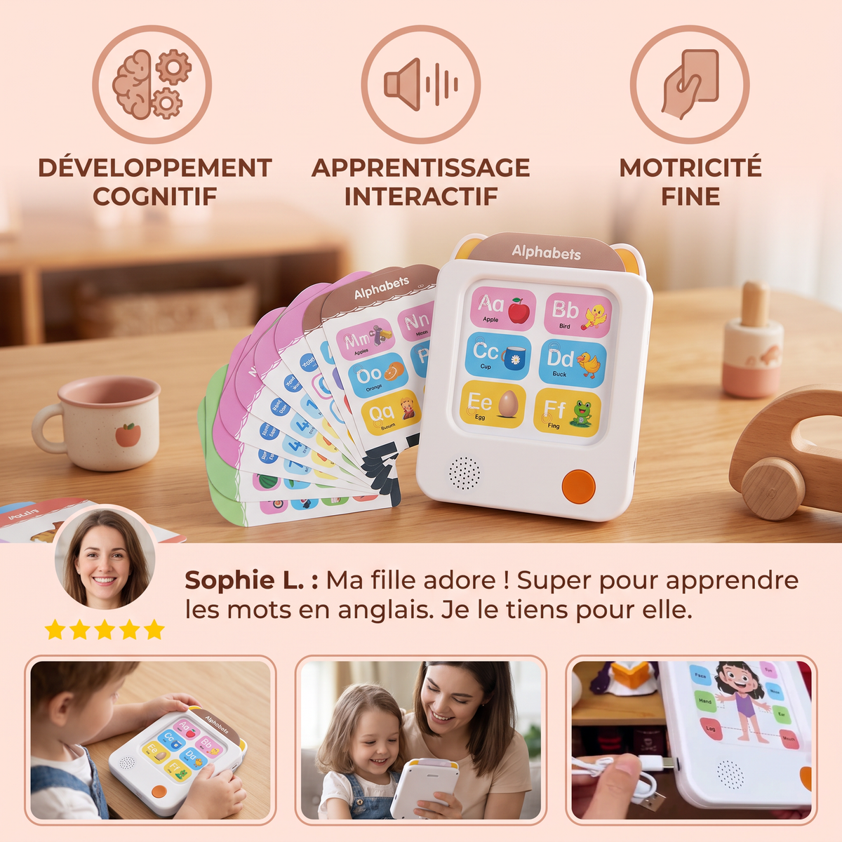 Lecteur Interactif de Cartes Éducatives en Anglais pour Enfants – Jouet Éducatif