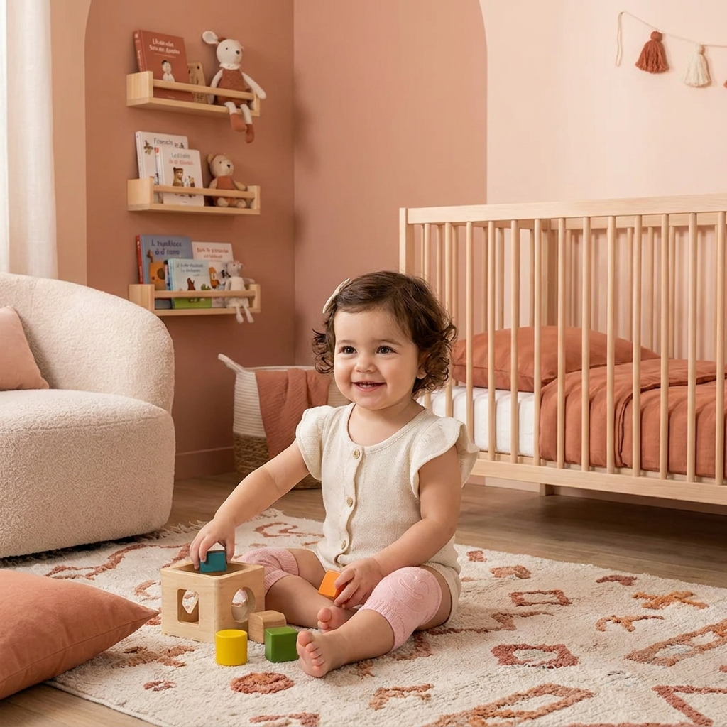 Genouillères pour bébé – Protection antidérapante avec motif visage souriant
