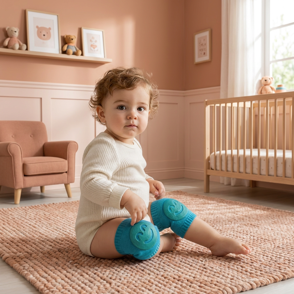Genouillères pour bébé – Protection antidérapante avec motif visage souriant