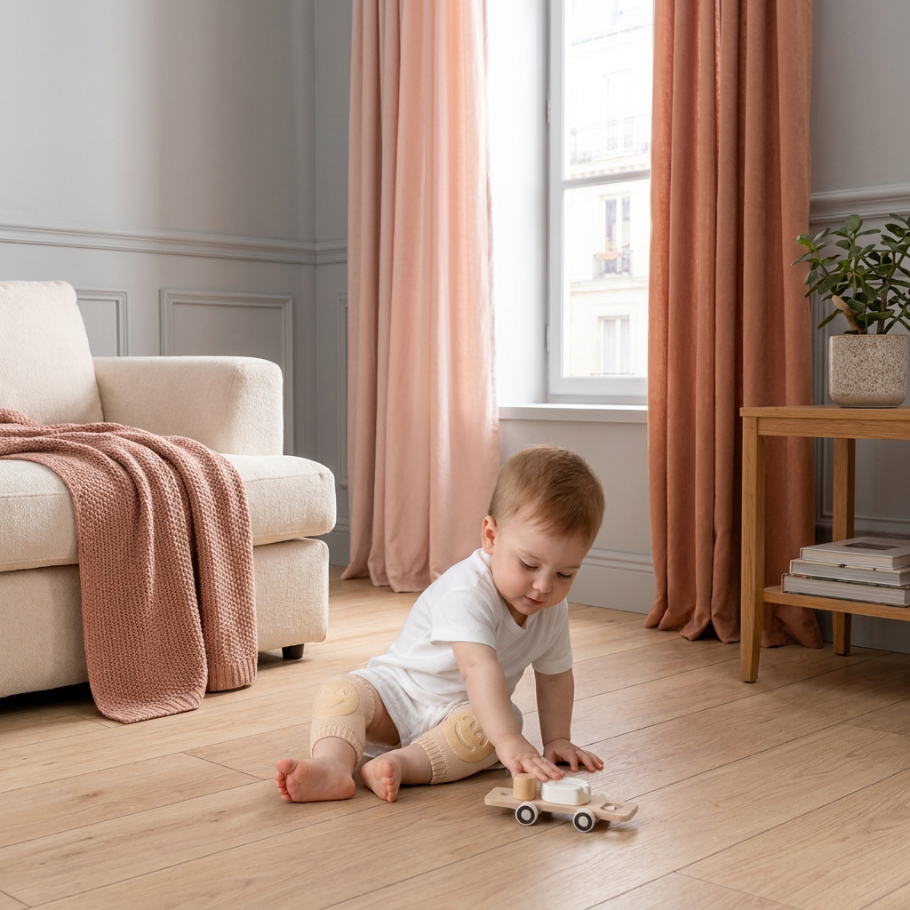 Genouillères pour bébé – Protection antidérapante avec motif visage souriant